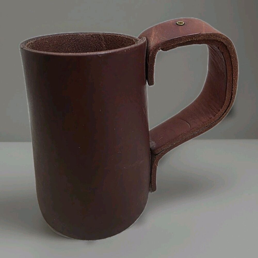 Vintage 1988 Ye Dragon & Unicorn Leather Tankard Mug Renaissance Faire Cosplay